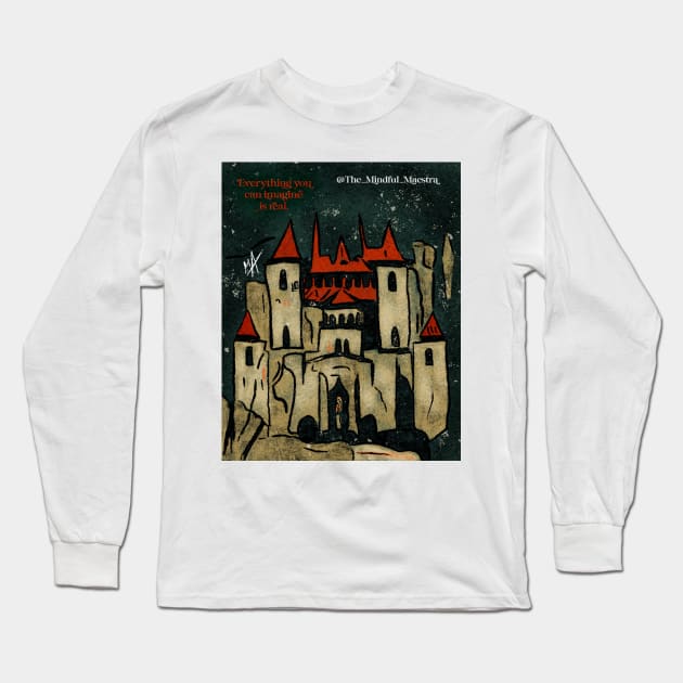 Picasso Style Dracula’s Castle Long Sleeve T-Shirt by The Mindful Maestra